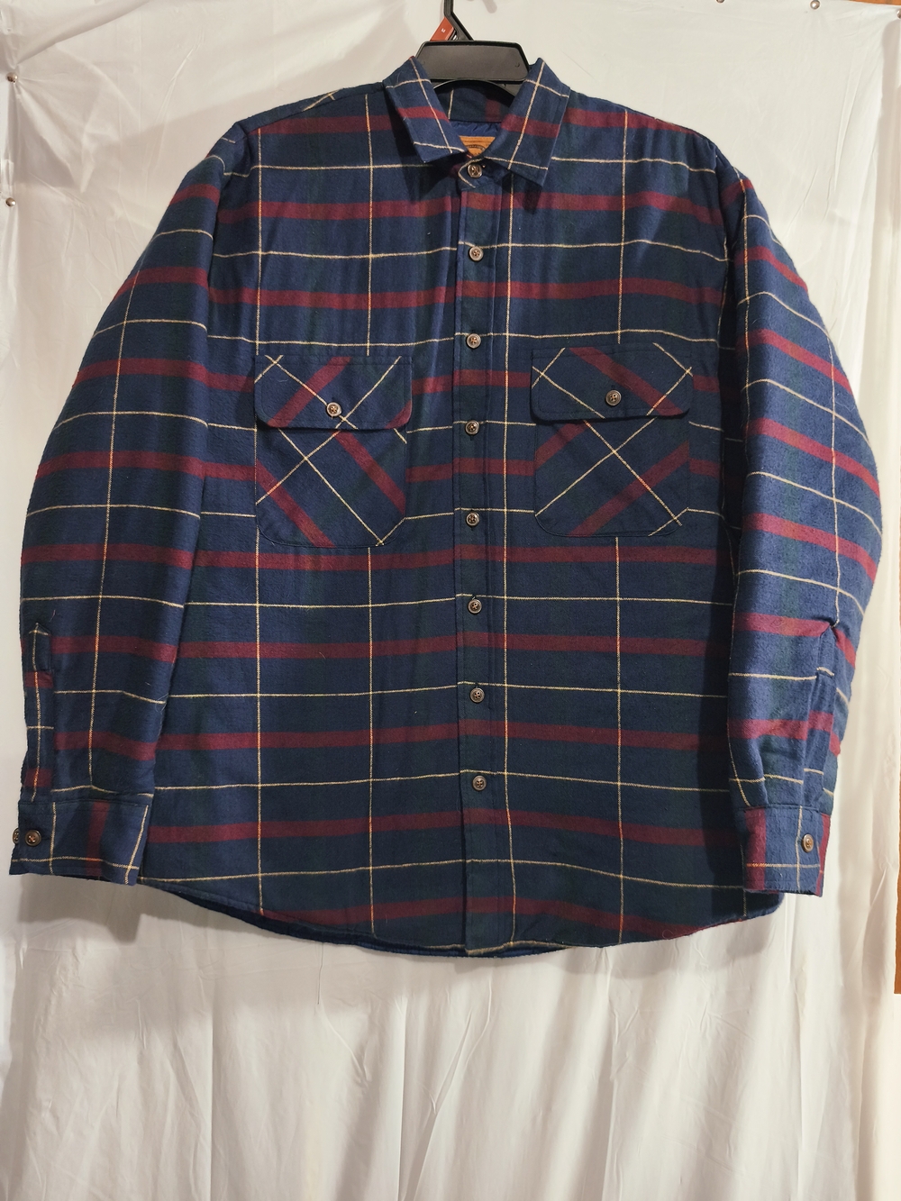 Vintage St. John's Bay jacket shirt، quilted blue nylon lining and a 100% cotton